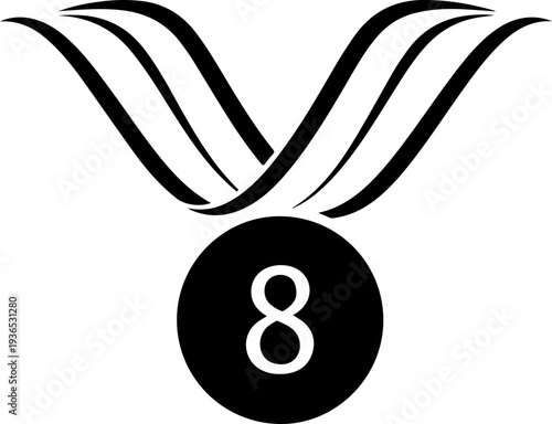 Vector medal icon with number 8