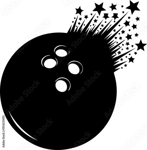 Vector bowling ball with sparkles and stars