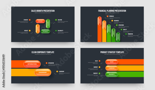Product Briefing Four Five Two Three Step Infographic Slideshow Design Vector Illustration Collection. Modern Innovation 4 5 2 3 Option Diagram Presentation Layout Bundle.