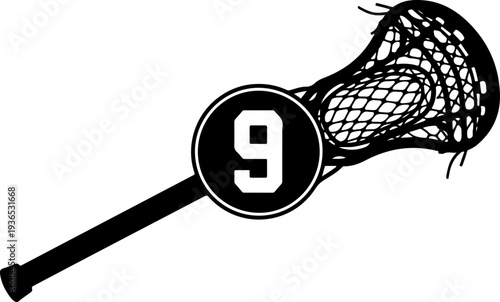 Vector lacrosse stick icon with number 9