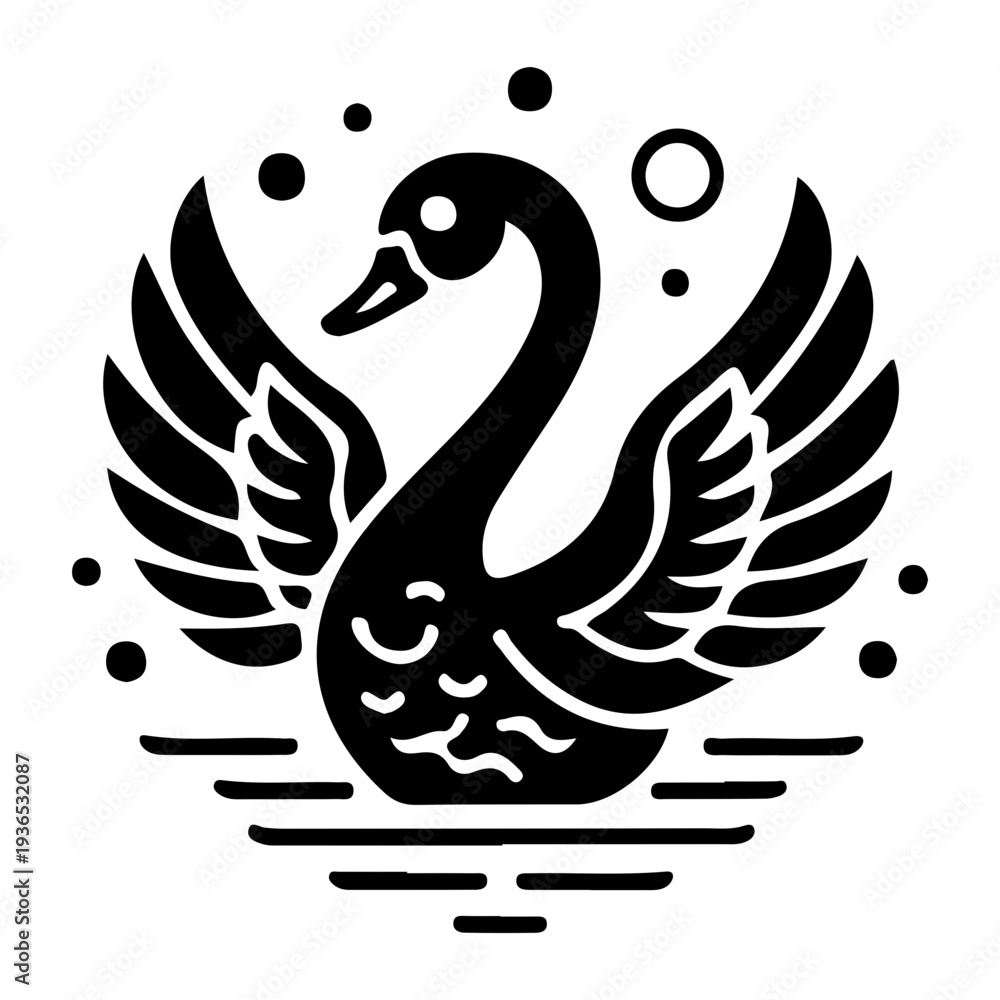 Obraz premium Black Swan Emblem Icon