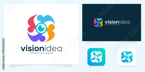 Diversity People with Eye vision logo design vector icon idea.