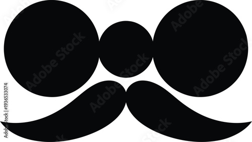 Funny face with mustache and sunglasses icon graphic symbol  simple black illustration