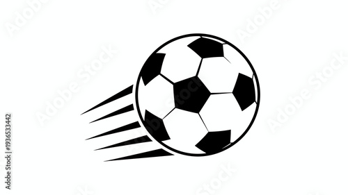 A dynamic illustration showcases a black and white soccer ball in motion accentuated by speed lines suggesting rapid movement and energy high quality professional detailed modern