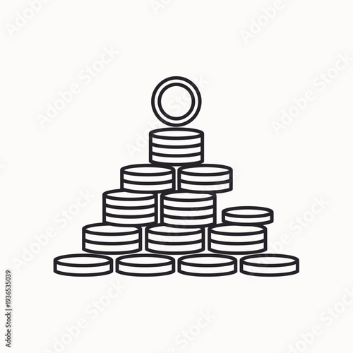 Stack of coins in a pyramid shape, representing wealth and financial growth.