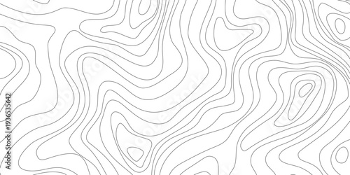 Map of topographic relief lines, illustration of relief contour Topographic landscape surface Concept of conditional geography scheme, terrain path Editable stroke Abstract ocean relief vector texture
