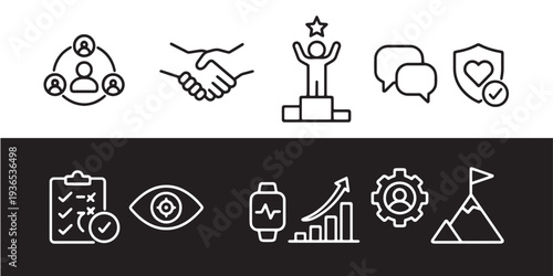 Set of business and finance icons in simple line style