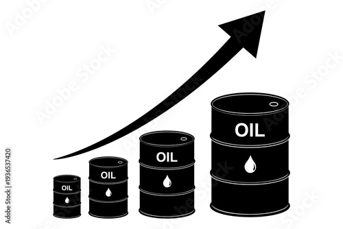 Oil barrel with arrow icon, Oil prices are rising icon, for web and mobile app, isolated on a white background. Flat vector illustration