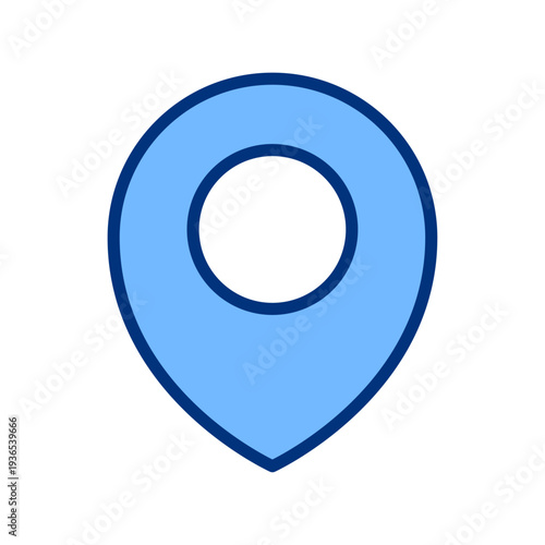 Free Download Map marker blue solid icon. Location, pin sign. Navigation, pointer, point, gps symbol. Flat vector design. Editable stroke. For apps, website, business, infographic. Isolated on a white background. - GFXLoad