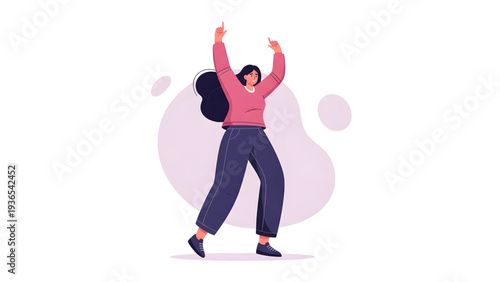 Woman celebrating success with arms raised in joyful dance