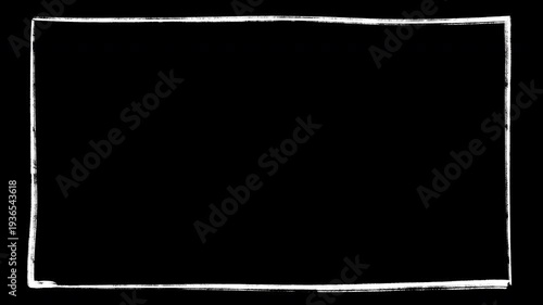 Hand-drawn White Rectangle Frame on transparent Background Loop.