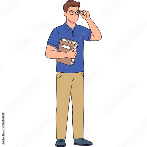 Students study with books and laptop  read and write together. Vector flat illustration of young people learning in education class  university or college library