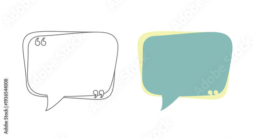 Two speech bubbles one outlined and one colored a graphic silhouette