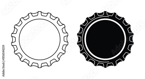 Two bottle caps one white and one black presented as a silhouette