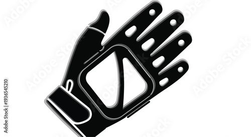 Black protective sports glove with open palm design