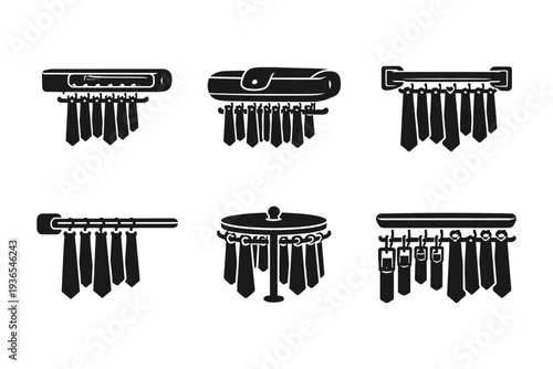 Collection of different tie racks and organizers for men's accessories