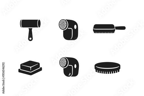 Collection of icons for clothing care and fabric maintenance tools