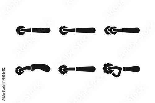 Collection of sewing tracing wheels and pattern notcher tools for tailoring and crafts