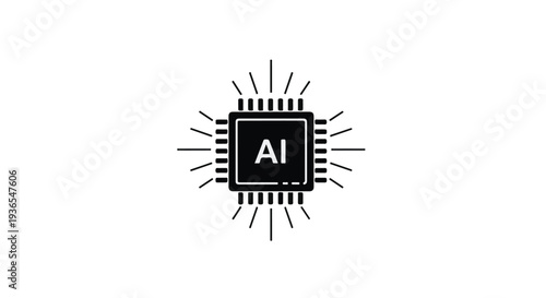 Abstract AI chip emitting light rays, symbolizing intelligence and innovation