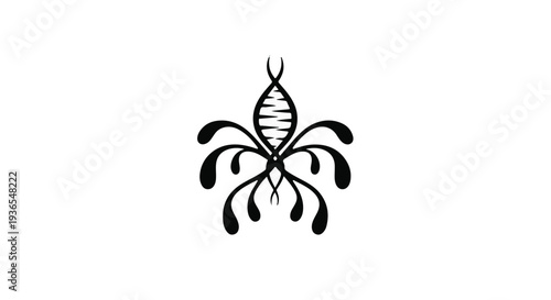 Abstract organic shape resembling a stylized plant or creature with flowing tendrils on a white background