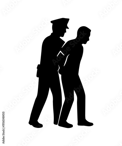 Police officer arresting a suspect with handcuffs