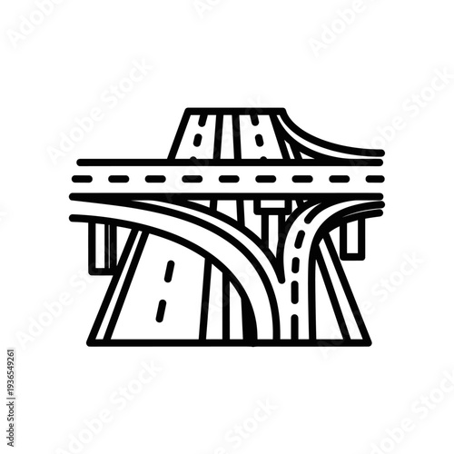 Complex highway interchange road system line art icon