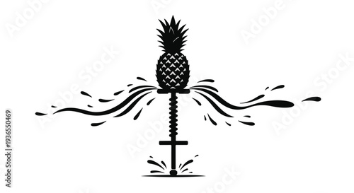 Pineapple juice extracted with a press, creating a splash effect.