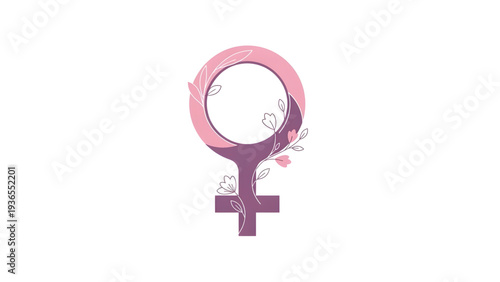 Stunning floral female symbol in vibrant pink and purple hues