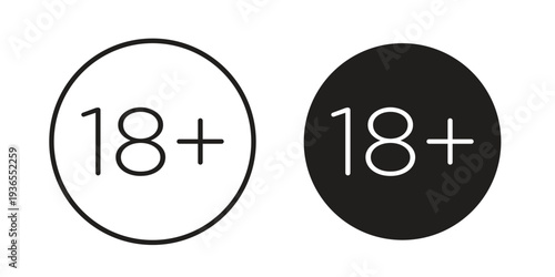 18 Plus icon. filled flat sign for mobile concept. glyph and line symbols