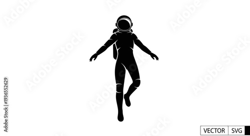 Astronaut Silhouette Floating in Space with Arms Outstretched