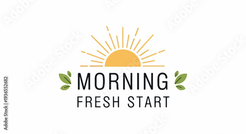 Morning Fresh Start Logo - Embrace the Day with a Radiant Sun and Inspiring Message
