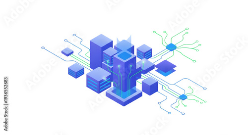 Wallpaper Mural Blue 3D cube technology concept illustration Torontodigital.ca