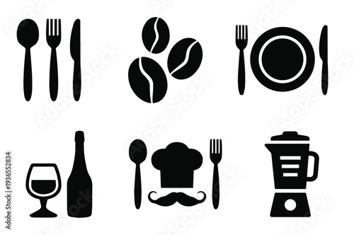 Vector Dining Symbols White Background