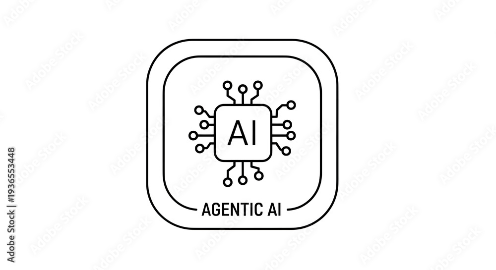 custom made wallpaper toronto digitalBlack Agentic AI logo icon with circuit design