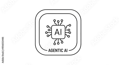 Wallpaper Mural Black Agentic AI logo icon with circuit design Torontodigital.ca