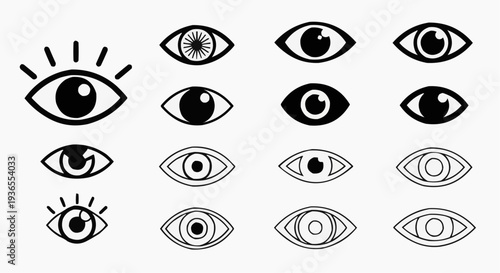 Minimalist Eye Icon Set: Vector Vision Symbols for UI Design and Modern Branding