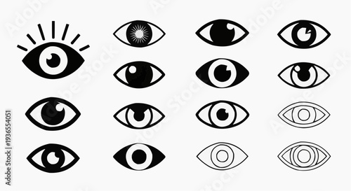 Minimalist Eye Icon Set: Vector Vision Symbols for UI Design and Modern Branding
