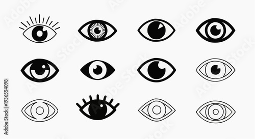 Minimalist Eye Icon Set: Vector Vision Symbols for UI Design and Modern Branding