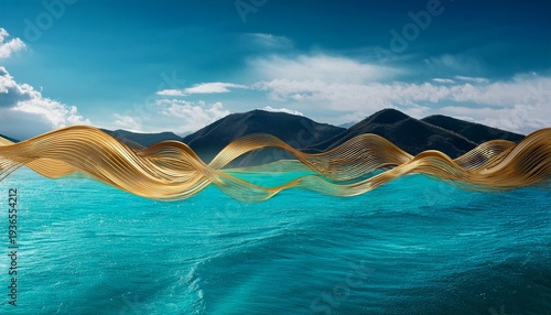 Abstract Design Turquoise Gold Wave Line Design Element For Banner Background Wallpaper Header Poster Or Cover