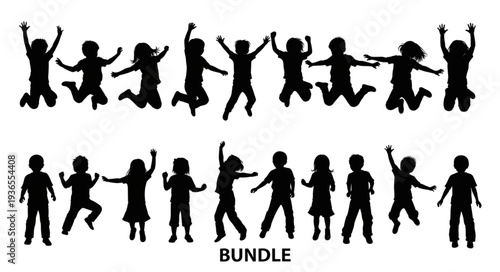 Silhouette People Jumping Happy People.