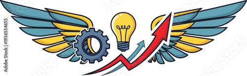 Business growth wings arrow success concept vector