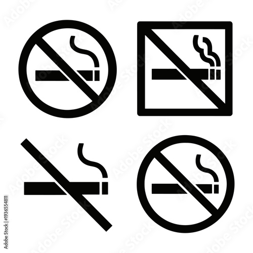 A set of no smoking signs on a black background