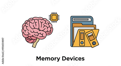 Brain memory storage technology concept vector