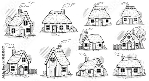 Collection of Hand Drawn Houses.