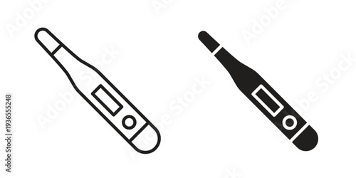 Digital thermometer icon. filled flat sign for mobile concept. glyph and line symbols