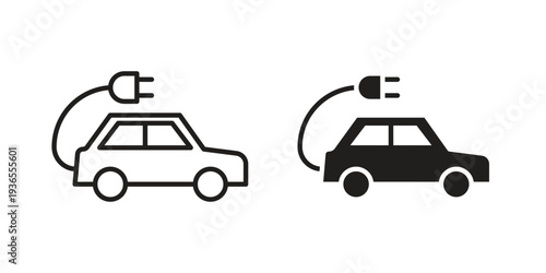 Electric Car icon. filled flat sign for mobile concept. glyph and line symbols