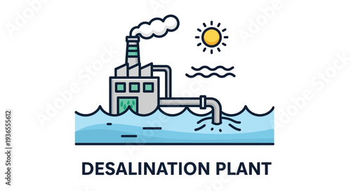 Desalination plant illustration vector