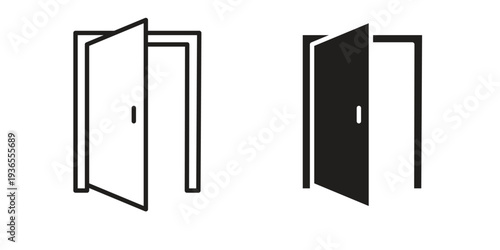 Entrance door icon. filled flat sign for mobile concept. glyph and line symbols