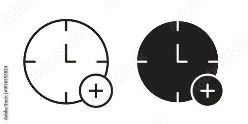 Extra hours icon. filled flat sign for mobile concept. glyph and line symbols