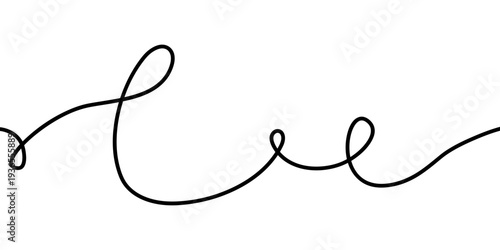 Wavy line with flowing curves. Squiggles form abstract patterns. Curvy doodles create flowing backgrounds with organic shapes, tangled threads, and chaotic brush strokes in vector format.